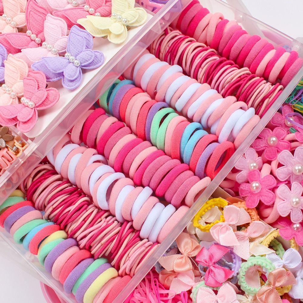 High Elastic Hair Accessories Set Colorful Hair Clips Frangipani Girls Hair Bands Girls Children