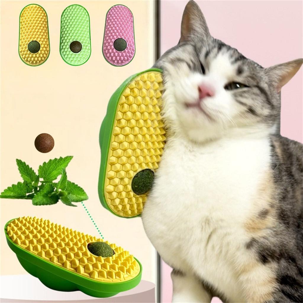 Catnip Self-Grooming Brush for Cats with Built-In Catnip Ball and Textured Surface for Scratching and Massaging
