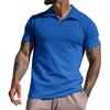 Men's summer lapel T-shirt men's heavy waffle oversize short-sleeved solid color casual V-neck Polo shirt