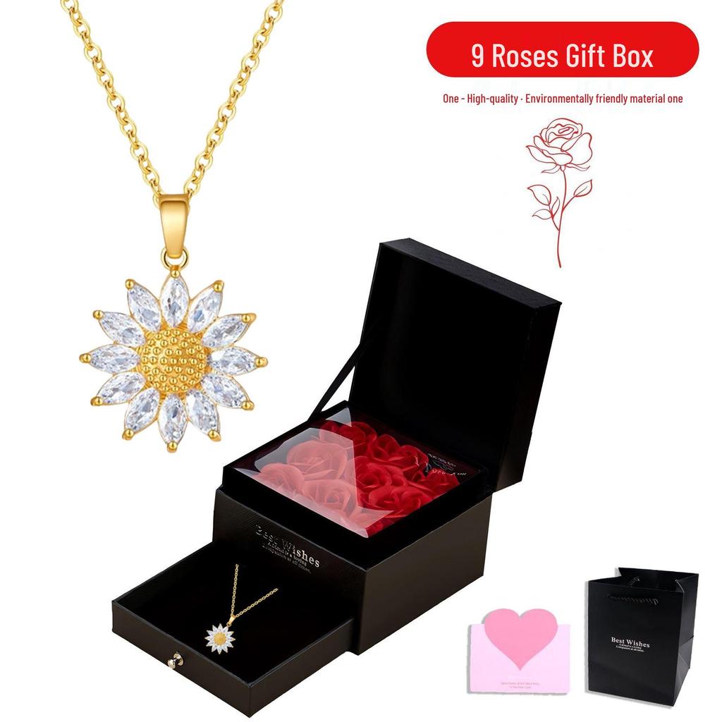 Trendy Sunflower Zircon Necklace: Elegant Clavicle Chain in Light Luxury Minimalist Design