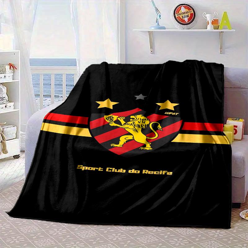 Football Club Emblem Lion Blanket Flannel Blanket for Bed, Sofa, Camping, Hiking, Picnic Essentials, Gift for Family Fan Gifts