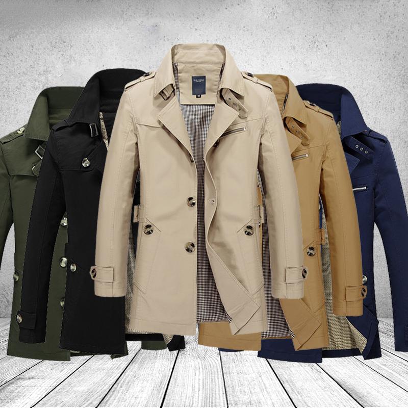 Frühlings- und Herbst-Herrenjacken Lässiger Business-Trenchcoat Herren Freizeitmantel Herren Einreiher Windjacken