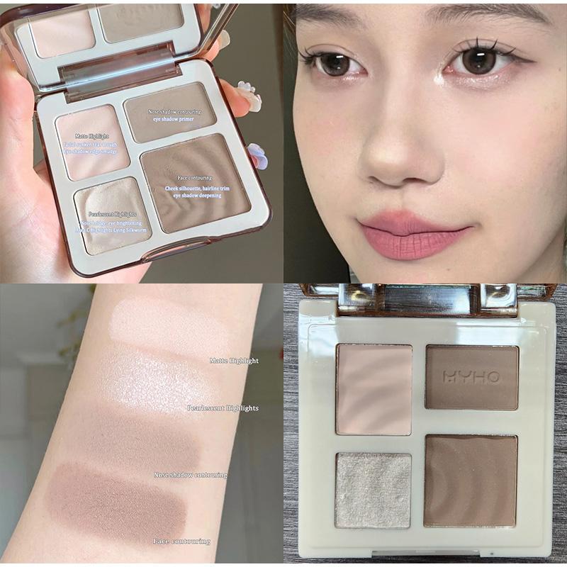 4 Colors Long-Lasting Matte Highlighter Bronzers Palette Face Shading Grooming Powder Makeup 3D Face Contouring Bronzer Cosmetic
