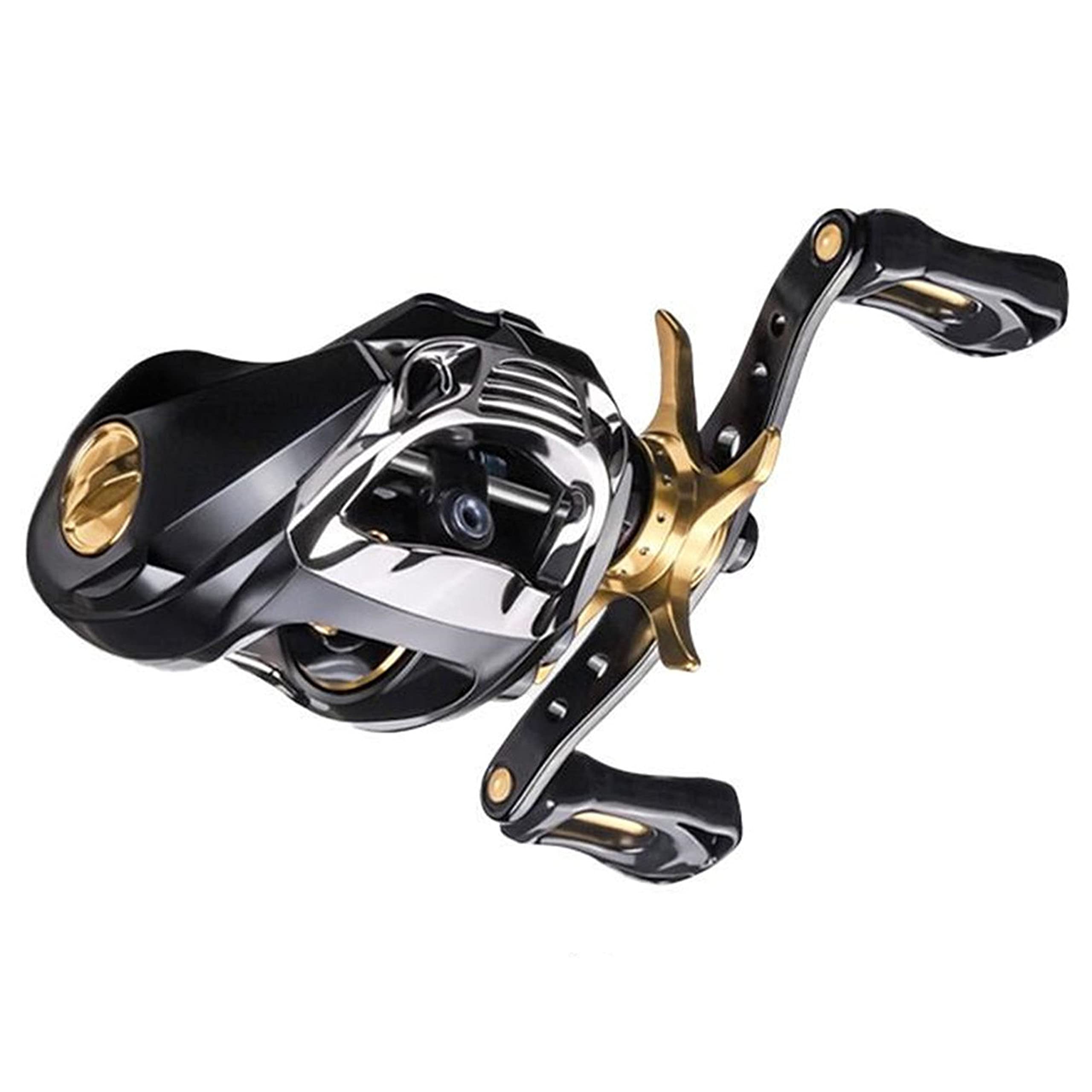 

VISPREA Катушка Мультипликаторная катушка Легкая Дальний заброс Левая ручка Правая ручка Максимальная сила сопротивления 8 кг Мощный магнит Двойной тормоз Алюминиевая шпуля золотистый