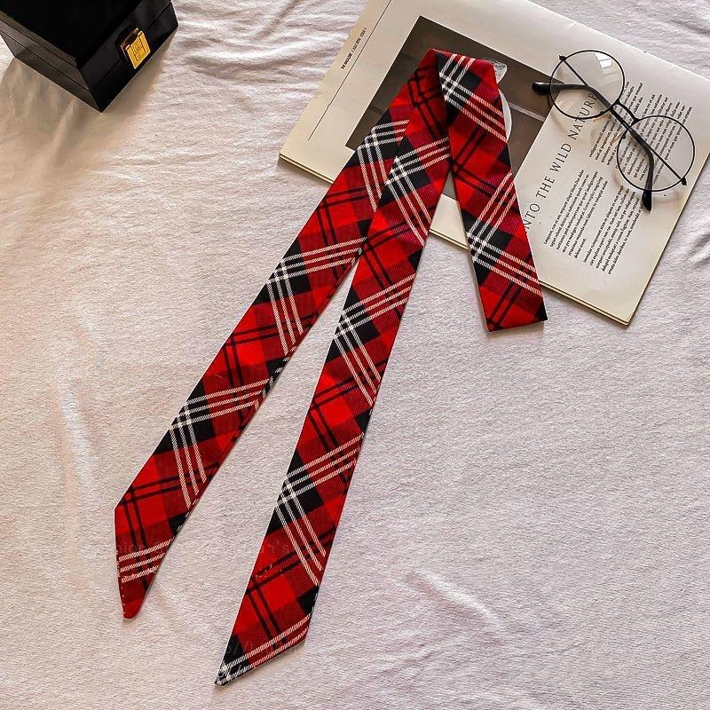 Long Skinny Plaid Striped Waist Belt With Jeans Necktie Scarf Decorative Accessory Personality Hairband Fashionable Accessory