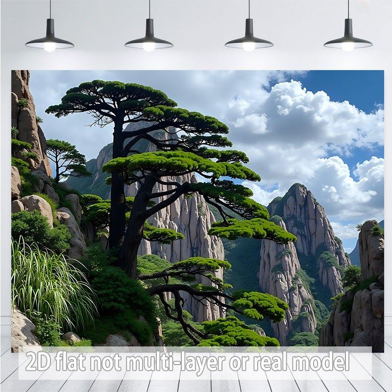 2D Plane - 2D Plane - A single-color 2D plane banner, with a tall pine tree standing in the picture. 130x150cm