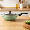 Buydeem 30cm Light Smoke Uncoated Frying Pan with Lid