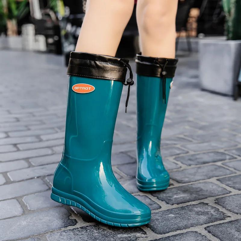 Women's Shoes New Style Simple High-top Women's Rain Shoes Fashion Waterproof Rain Rubber Shoes for Women Outdoor Water Boots