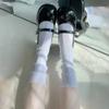 Summer Women Ultra Thin Floral Sexy Transparent Ice Glass Filament Long Tube Korean Lace Medium Tube  Socks Lolita Socks