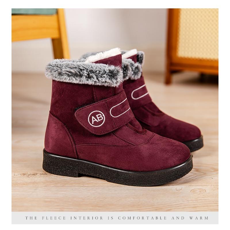 Women's High-Top Thermal Snow Boots with Velcro Fastening Fleece-Lined Women's Boots Casual Women's Shoes Autumn Style
