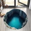 Flannel Printed Round Rug With Blue Water Pool Design For Home Decor Soft Floor Mat Nature Art Theme Modern Interior
