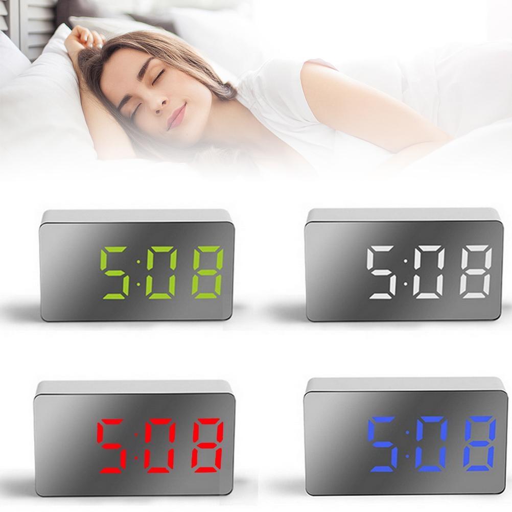 LED Mirror Alarm Clock Digital Alarm Clock Multifunctional Mini Electronic Alarm Clock for Bedroom Living Room Office