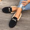 Baumwollschuhe Damen Herbst und Winter flachsohlige Samt warme Oberbekleidung weichsohlige flachsohlige Mützen-Schuhe flauschige kleine Lederschuhe rundto