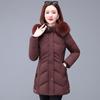 Women's Mid-Length Slimming Down Cotton Jacket with Large Fur Collar - Winter Padded Coat for Mothers & Elderly.