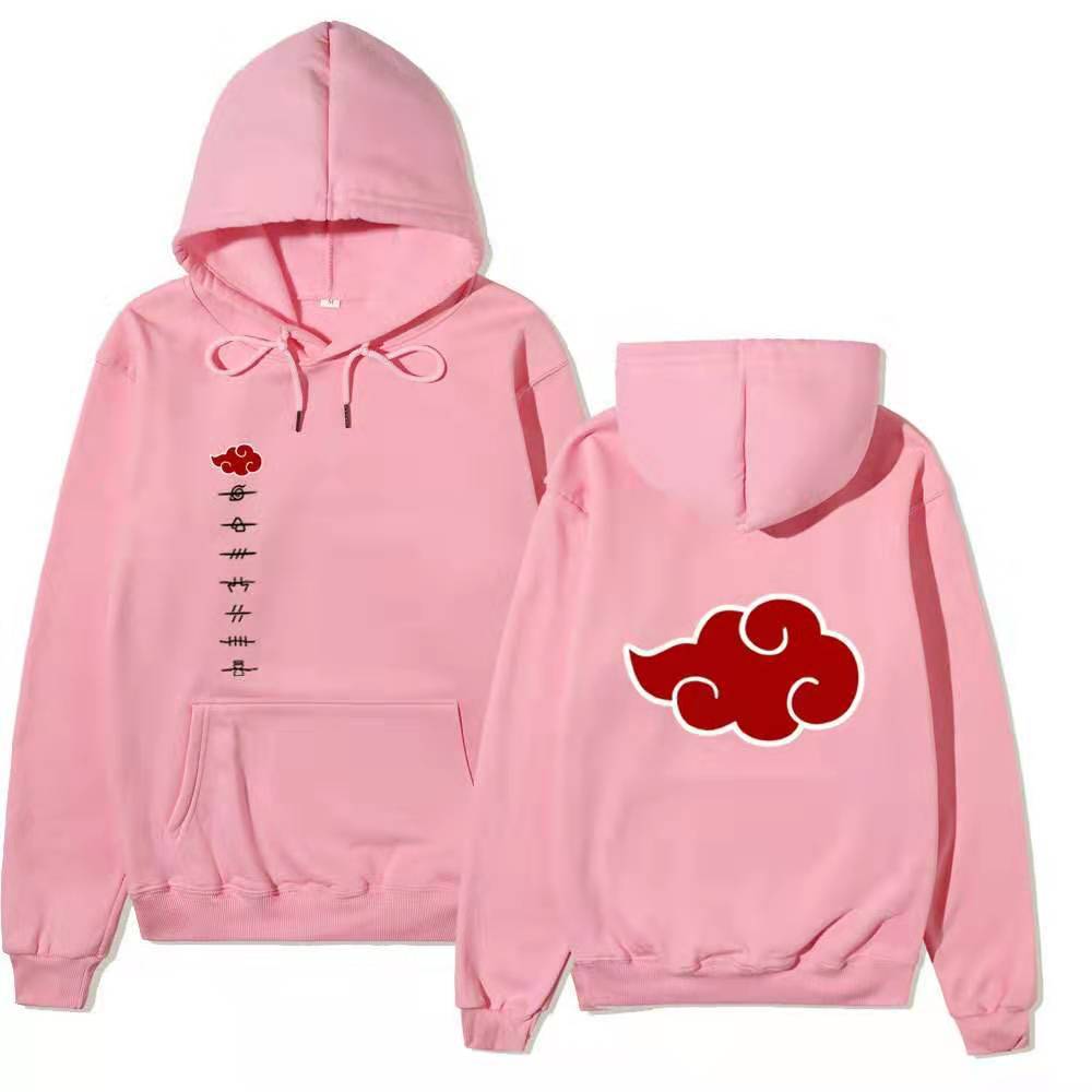 Unisex Naruto Akatsuki Hoodie, Double Side Red Cloud Symbol Print Anime Pullover Long Sleeve Hooded Sweatshirt