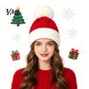 Casual Winter Accessories for Women Christmas Elf Hat, Cozy Knit Hat with Pom Soft Polyester Pom, Stretchy Warm Skull Cap Outdoor Cold Weather Trendy