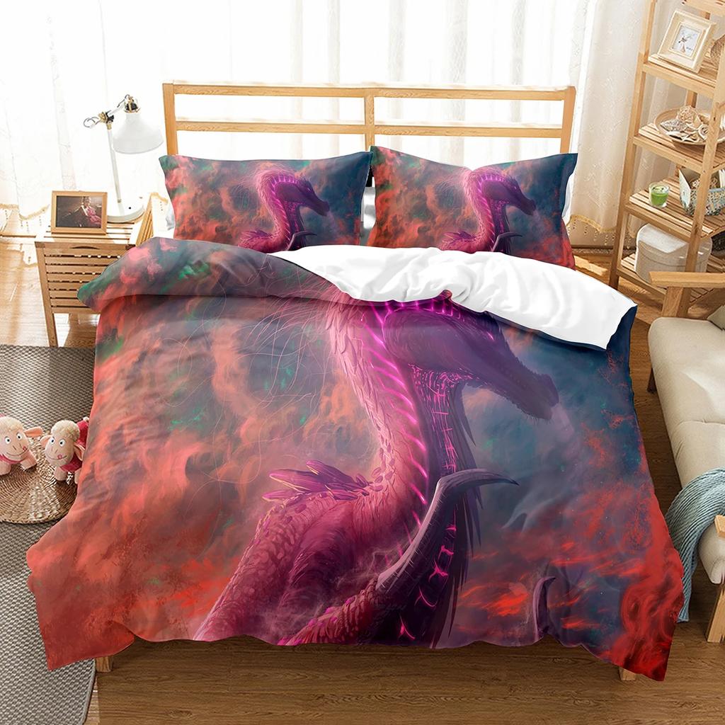 Comforter Cartoon Dragon Fly Dragon Wild Animal Comforter For Kids Boys Men Bedding Set Lightweight Soft