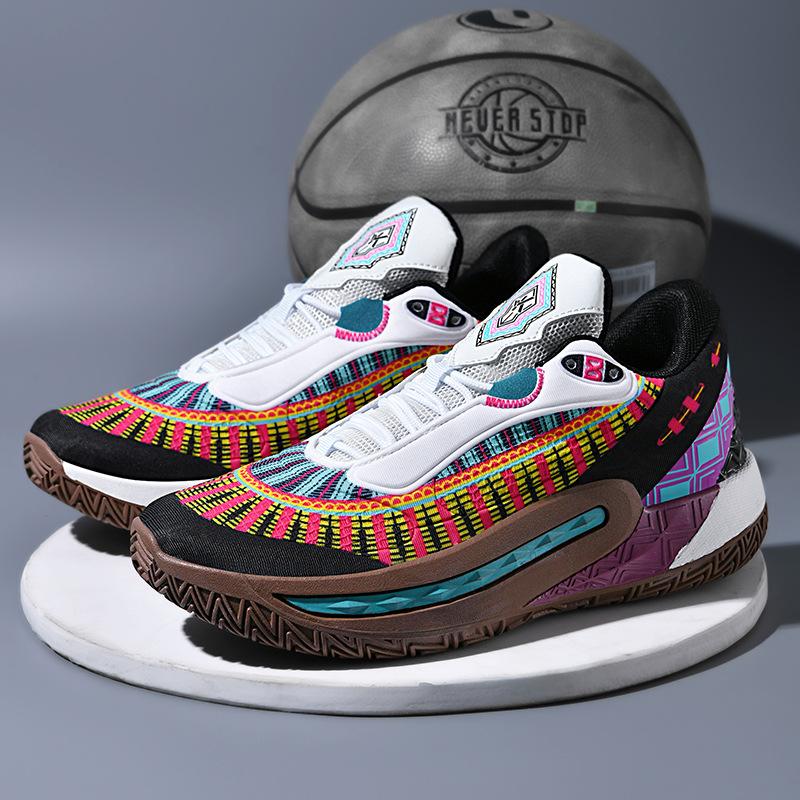 Luminous Color Basketball Shoes Low-top Wear-resistant and Non-slip Professional Practical Sports Shoes Rubber Outsole Friction Has Sound