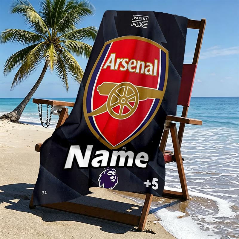 Custom Name Personalized football team F.C Print Beach Towel, for Trip Camping Beach Party Home Decor, Birthday Gift for Family & Friends