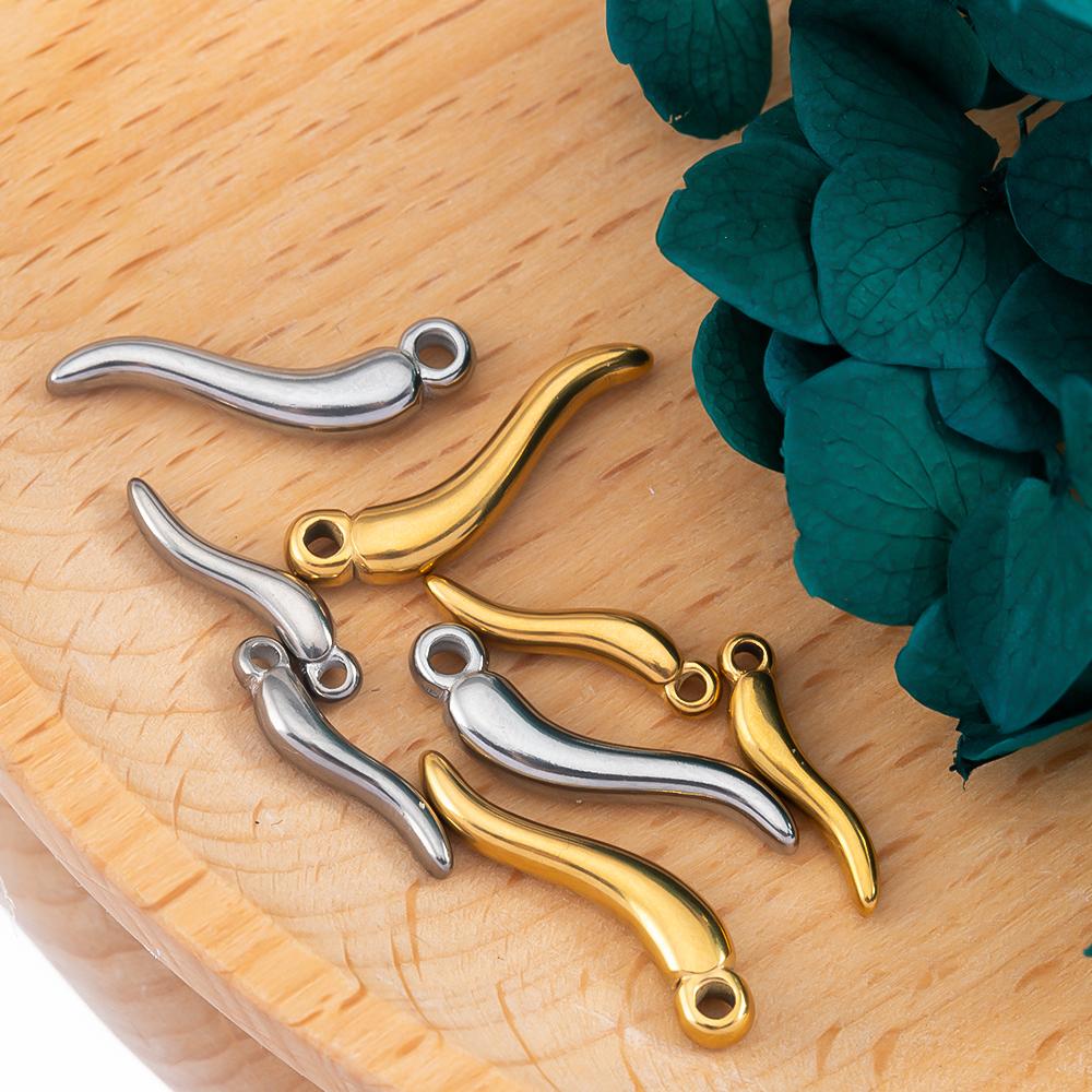 5pcs Stainless Steel Pepper Charms Simulated Vegetables Earrings Pendant for Necklaces DIY Jewelry Making Supplies 15mm 20mm
