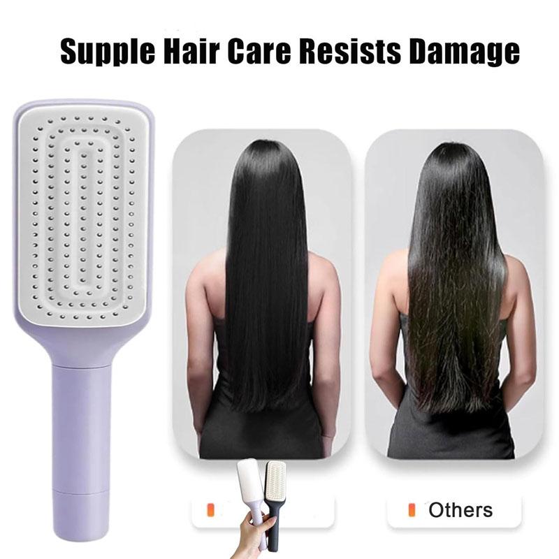 BEPAN Self Cleaning Hair Comb Massage Air Cushion Comb Rotatable Anti-static Hair Smoothing Brush Anti-Static Self Cleaning Hair Combs