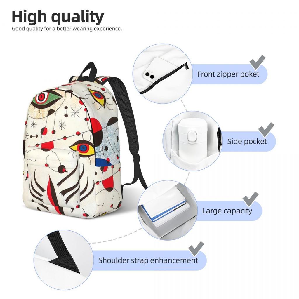 Joan Miro Backpack Hot Sale Daypack Large Capacity Boys Girls BookBag School Bag Shoulder Bags for Men Women
