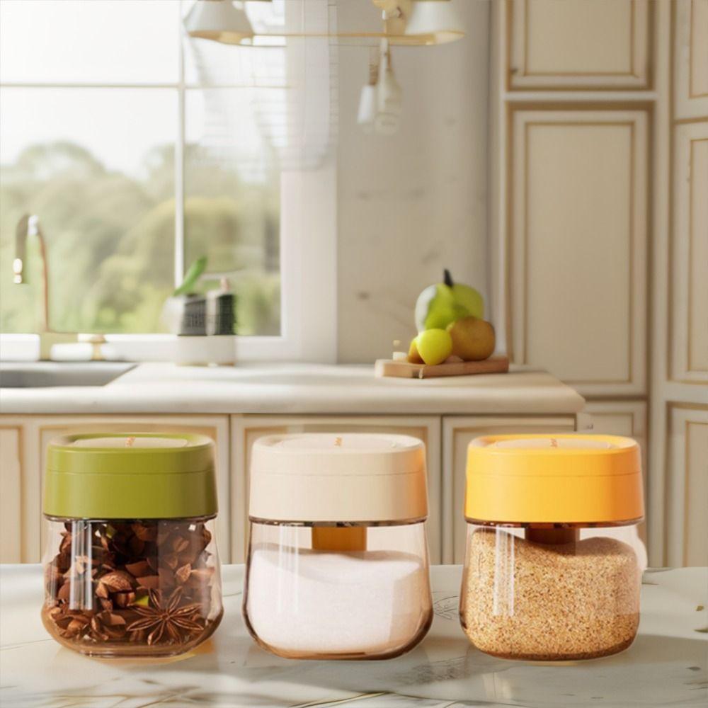 Flip Top Glass Seasoning Box Sealed Condiment Seasoning Jars Portable Spices Container  Kitchen