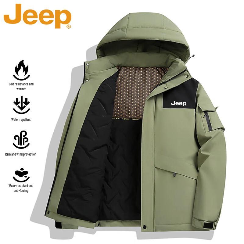 JEEP Men's Winter Hooded Thickened Outdoor Padded Jacket