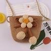 Cute Flower Straw Bag Mini Colorful Summer Beach Shoulder Bag Handmade Zipper Coin Purse