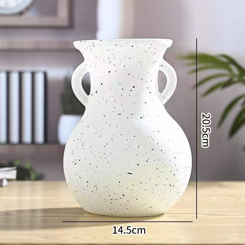 Glossy Retro Gradient Glass Vase with Double Ears for Fresh or Dried Flowers