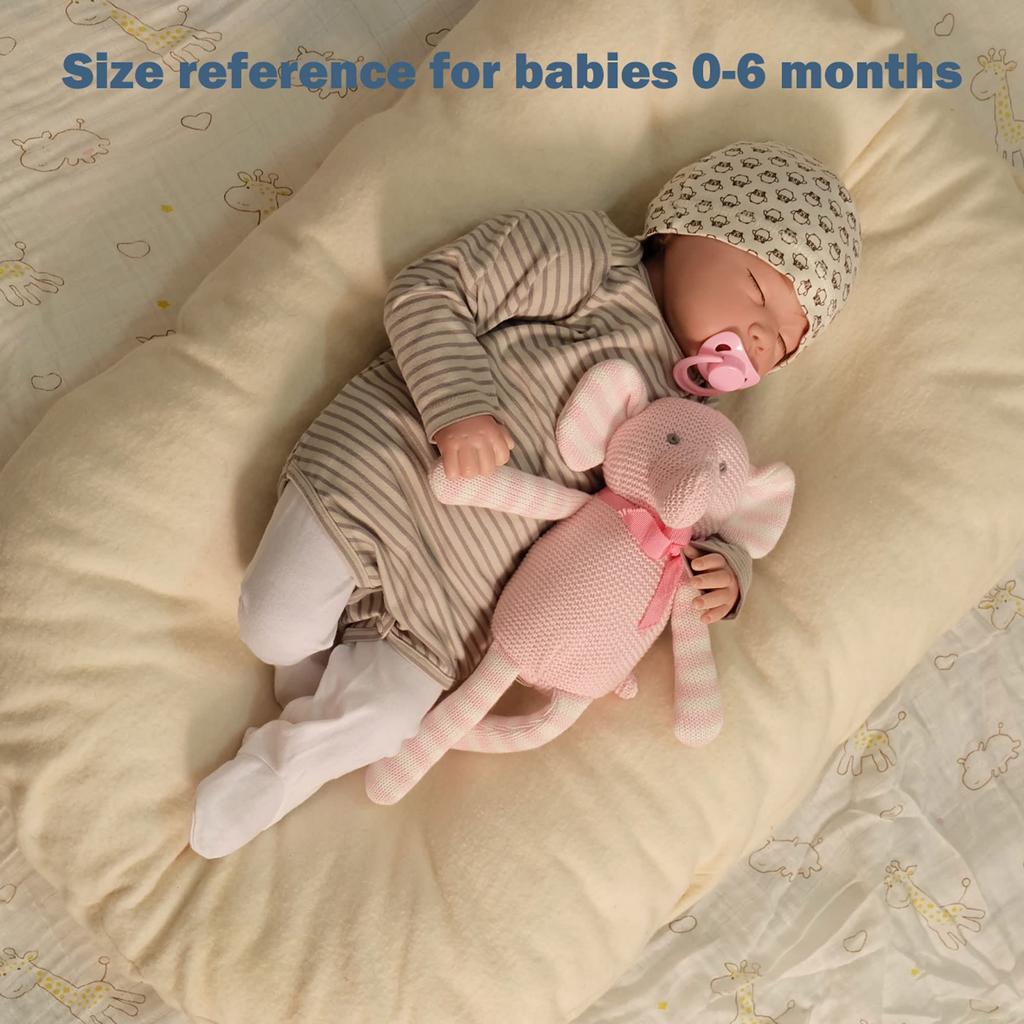 FLUFFYFUN Plyšová hračka sloníka pro miminka z organické bavlny 18 cm 100% Hračka, (Růžový slon)
