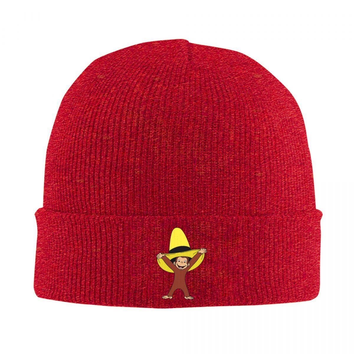 New Funky Curious George Warm Knitted Cap Hip Hop Bonnet Hat Autumn Winter Outdoor Beanies Hats For Unisex Adult