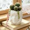 Beautiful Flower Holding Face Girl Flowerpot Green Plants Flower Pot Home Courtyard Garden Decoration Resin Handicrafts Ornament
