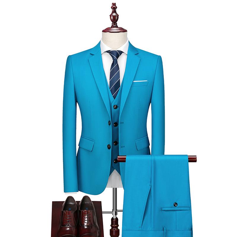 Men's Slim Fit Three-Piece Suit, Multi-Color British Wedding Tuxedo, Plus Size Groomsman Set