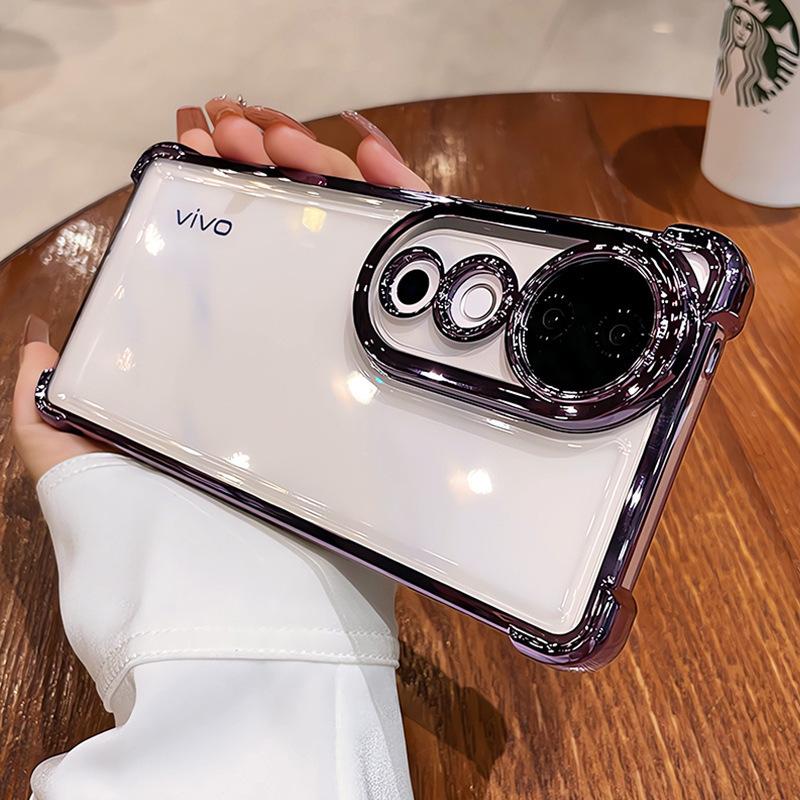 Applicable To Vivox200P Airbag Mobile Phone Case Four Corner Anti-falling Electroplating Transparent S19pro Full-inclusive X100S Protection Case
