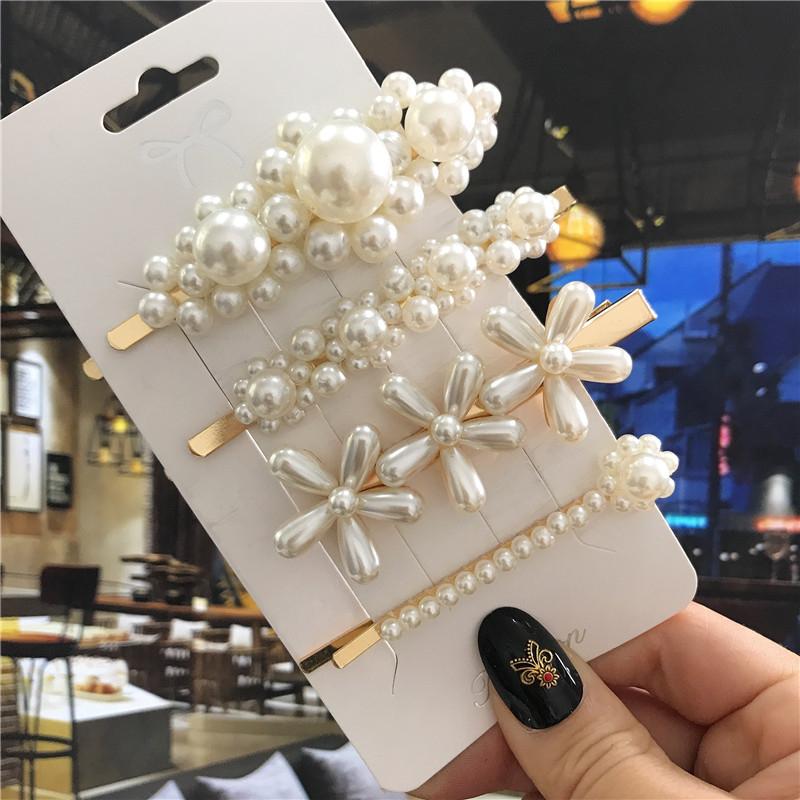 5pcs Sweets Hairpins Pearls Hair Clips for Women Fashion Barrettes Headwear Girls Hair Accessorie Bands
