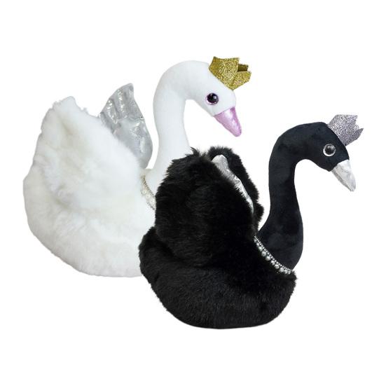 Exquisite Doll Throw Pillow Shape Faux Anti-pilling Decorative Swan Pearl Necklace Doll Toy Gift Supply