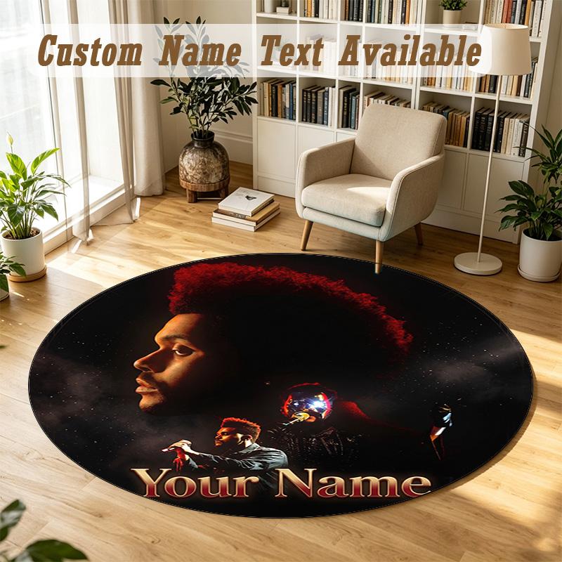 Round Rug Custom NameThe Weeknd Pattern Non Slip Carpet Home Floor Decor