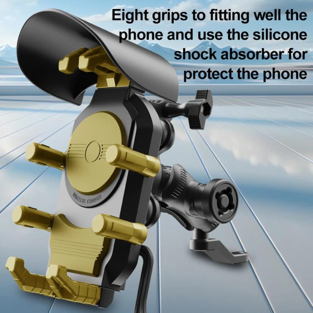 Shockproof Bicycle Bike Phone Holder 15W Wireless Charger & 18W USB 30W Type C Fast Charging Motorbike Motorcycle Scooter Stand