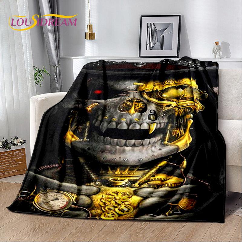 3D Gothic Horror Ghost Skull Soft Plush Blanket,Flannel Blanket Throw Blanket for Living Room Bedroom Bed Sofa Picnic Cover Kids