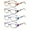 Women & Men Floral Reading Glasses - Elegant Fashion Square Full Frame, Perfect for Phone & Computer