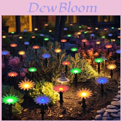 Solar Garden Flower Lamp With Led Light Waterproof For Landscape And Pathway Decoration