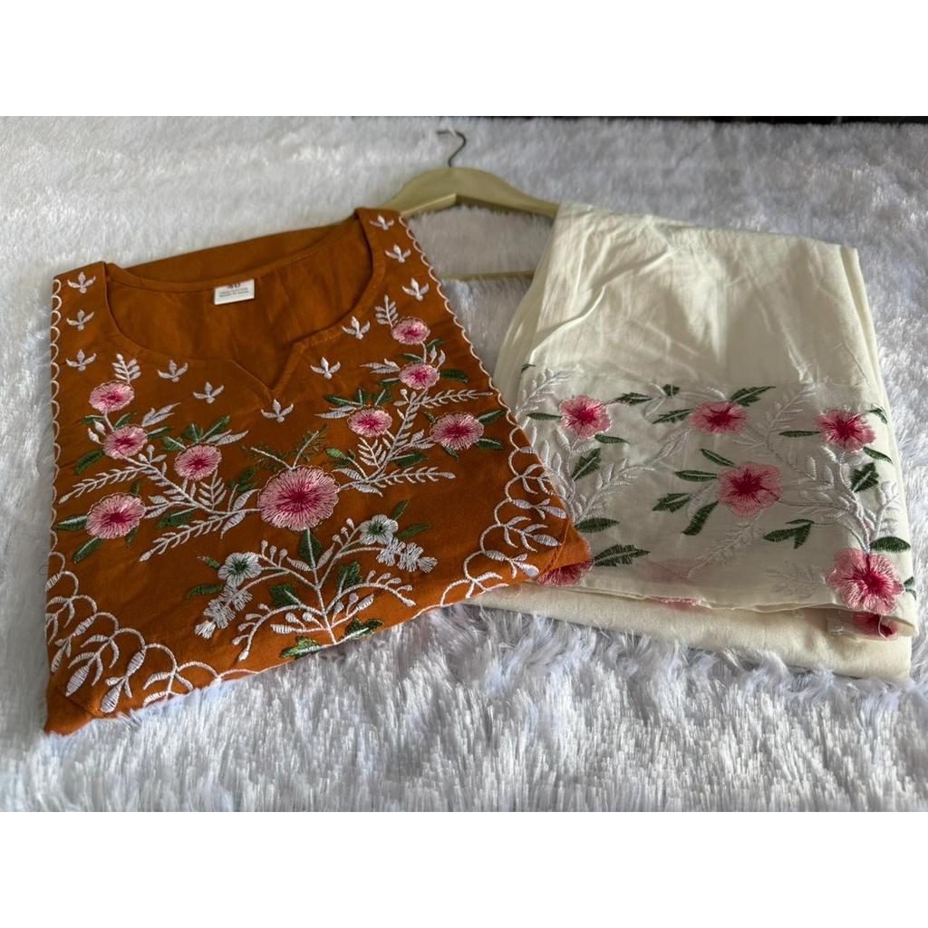 Pakistani Beautiful Cotton Kurta Palazzo Set Indian Women Ethnic Kurti Cord Set
