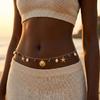 Boho Metal Starfish Shell Waist Chain for Women Summer Beach Sexy Pearl Beaded Belly Chain Bikini Party Vacation Jewelry
