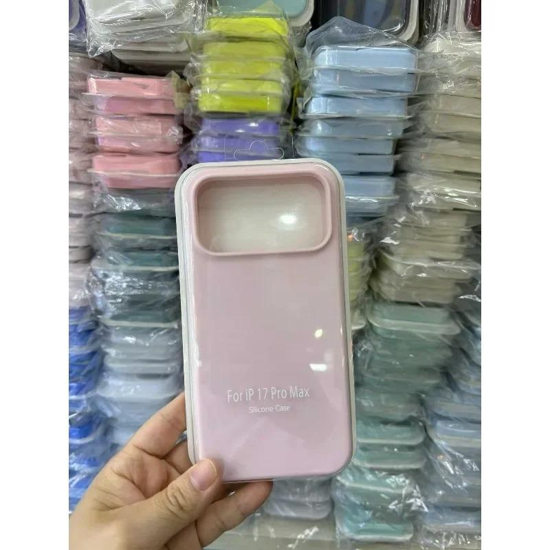 INS Style Candy Color Liquid Silicone Skin Feel Case For iPhone 17 Pro Max 16 15 14 Camera Touch Button Protection With Box Anti-Fall Non-Slip Cover
