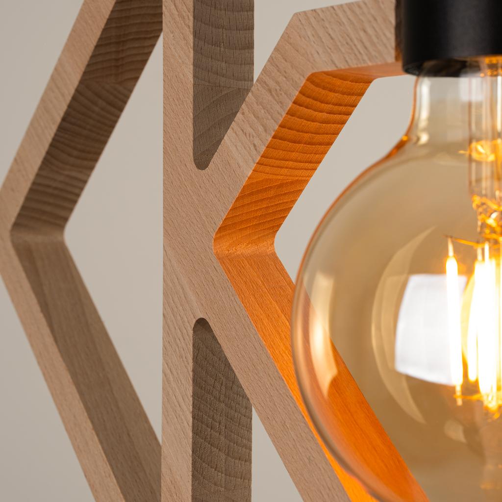 Lampa Wisząca Caro 1 E27 Naturalne Drewno  Wood Sollux Sl.1757