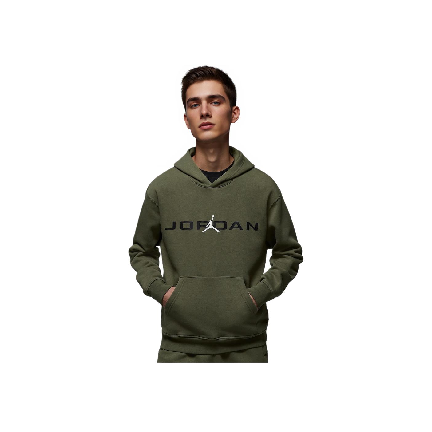 Jordan Men's Essentials Warm Comfortable Skin-Friendly Soft Hooded Long Sleeve Sweatshirt Sweatshirt Medium-Olive Hq4644222 Cm