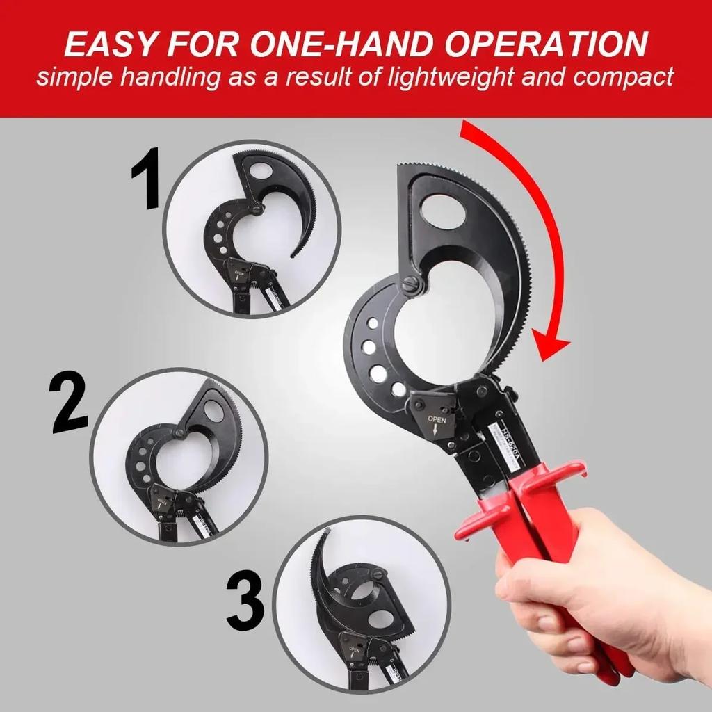Heavy-Duty Ratchet Cable Cutter - For Aluminum/Copper Cables Up To 400mm² (Industrial/Commercial Use, Durable, High-Strength)