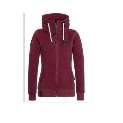 Europe and The United States Long Sleeve Qiu Dong Hooded Solid Color Versatile Casual Add Velvet Hoodie Coat Female