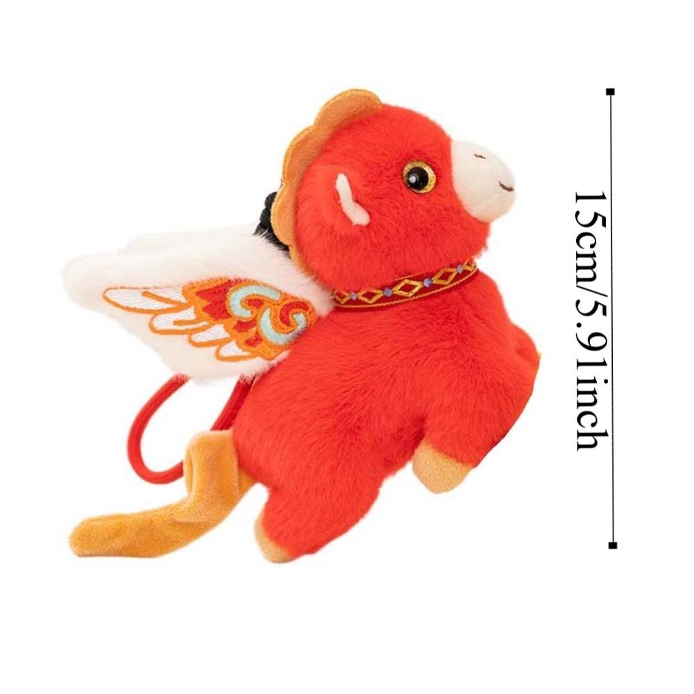 With Wings Horse Year Mascot Keychain Embroidery Lucky Horse Doll Pendant  New Year Gifts